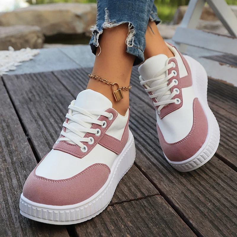 Весенне-летняя модная повседневная женская обувь на плоской подошве с шнурками