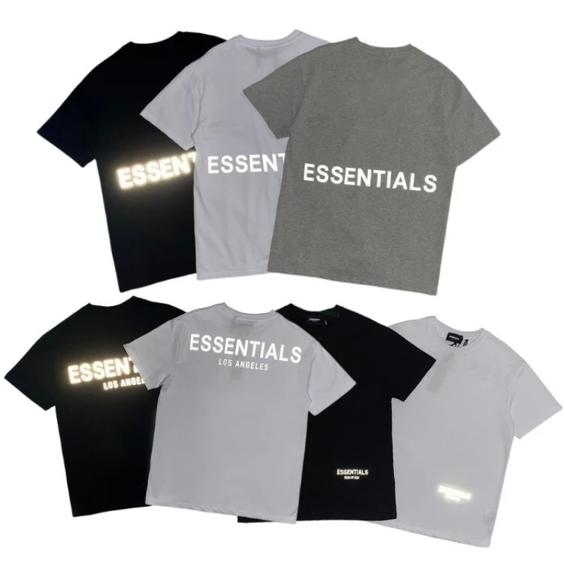 

Summer ESSENTIALS T-shirt High Quantity 3M Reflective Cotton Couple Short Sleeve Oversized ESSENTIALS T Shirts