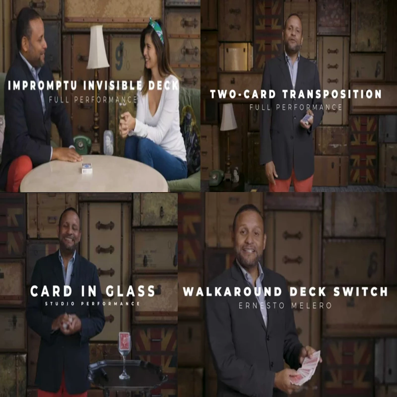 

2020 Ernesto Melero - Deck Switch / Two Card Transposition / Card in Glass / Impromptu Invisible Deck - magit tricks Bundle