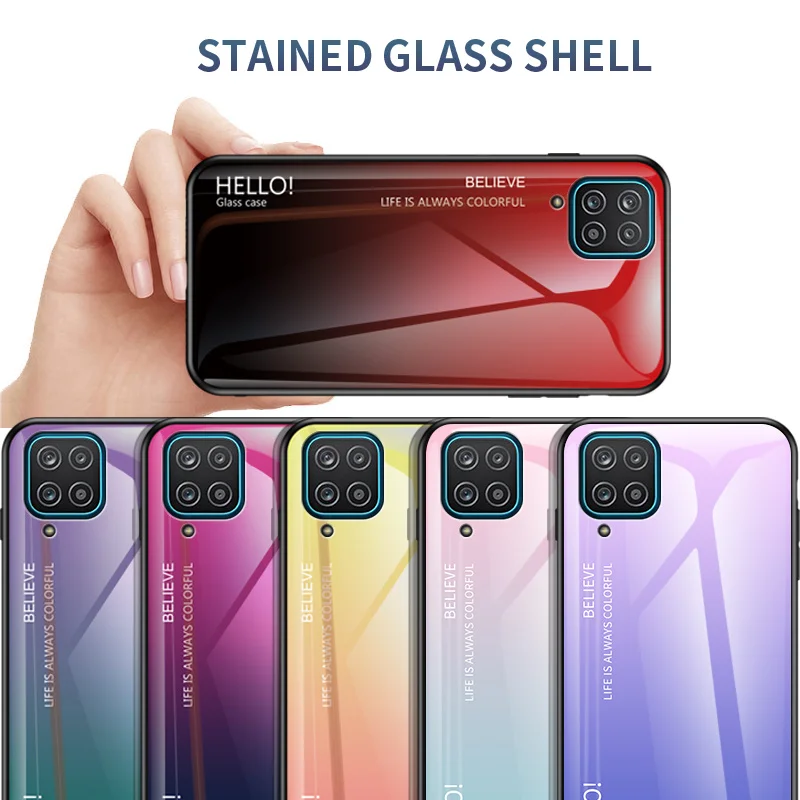 

Gradient Tempered Glass Case For Samsung Galaxy M52 5G Case TPU Bumper Hard Plastic Back Cover For Samsung M52 5G M526BR