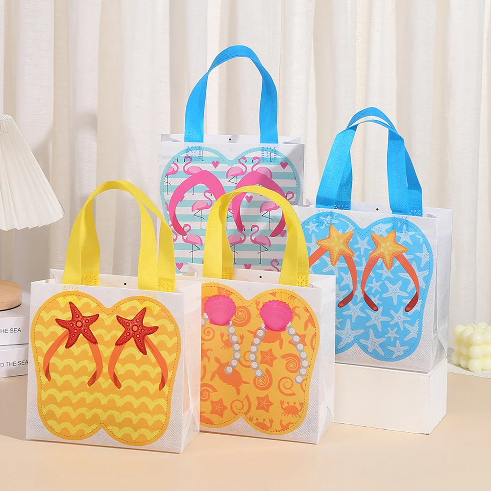 

12pcs Non Woven Tote Bags Bulk Luau Party Favor Bags Non Woven Fabric Goodie Bags with Handle