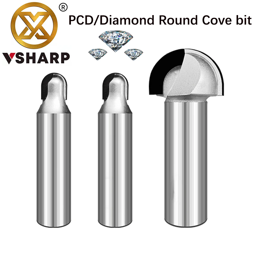 Vsharp PCD круглая Нижняя насадка деревообрабатывающая фреза с круглым пазом для ДВП