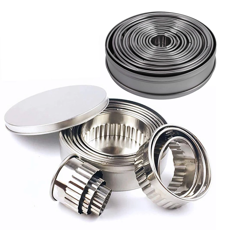 

HOT-2 Set Round Cookie Biscuit Cutter Set Stainless Steel Mold, A & B