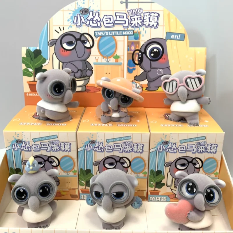 Фото Плюшевая игрушка-талисман Tapu's Little Mood Yimo: Милая мем-игрушка-тапир, модная коллекционная кукла, декоративная таинственная коробка-сюрприз, подарок №1