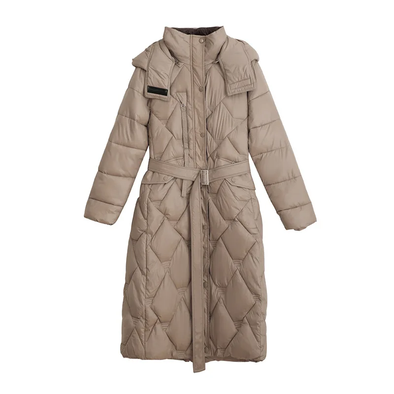 New Glossy Down Cotton Coats Women Winter Korean Fashion Tops Long Slim Thicken Warm Padded Jacket Female Clothing Hooded Parkas