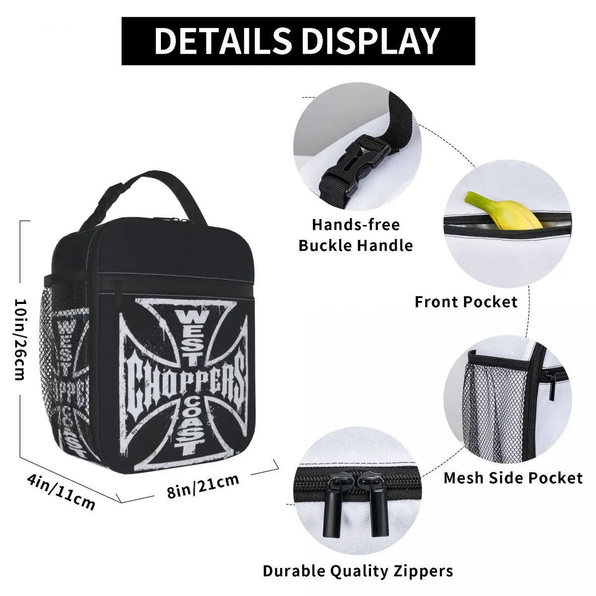 Фото Термосумка для обедов West Coast Iron Cross Choppers для женщин и детей, портативная термосумка для еды, термосумка-тоут №4
