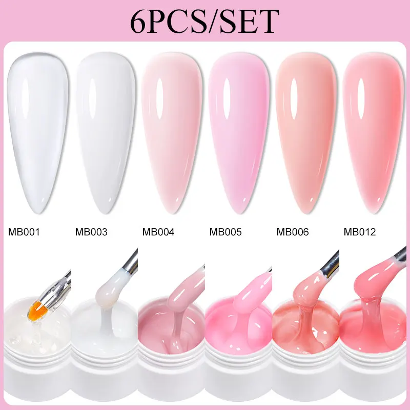 MEET ACROSS 6 шт./компл. прозрачный розовый телесный молочно-белый гель-лак для