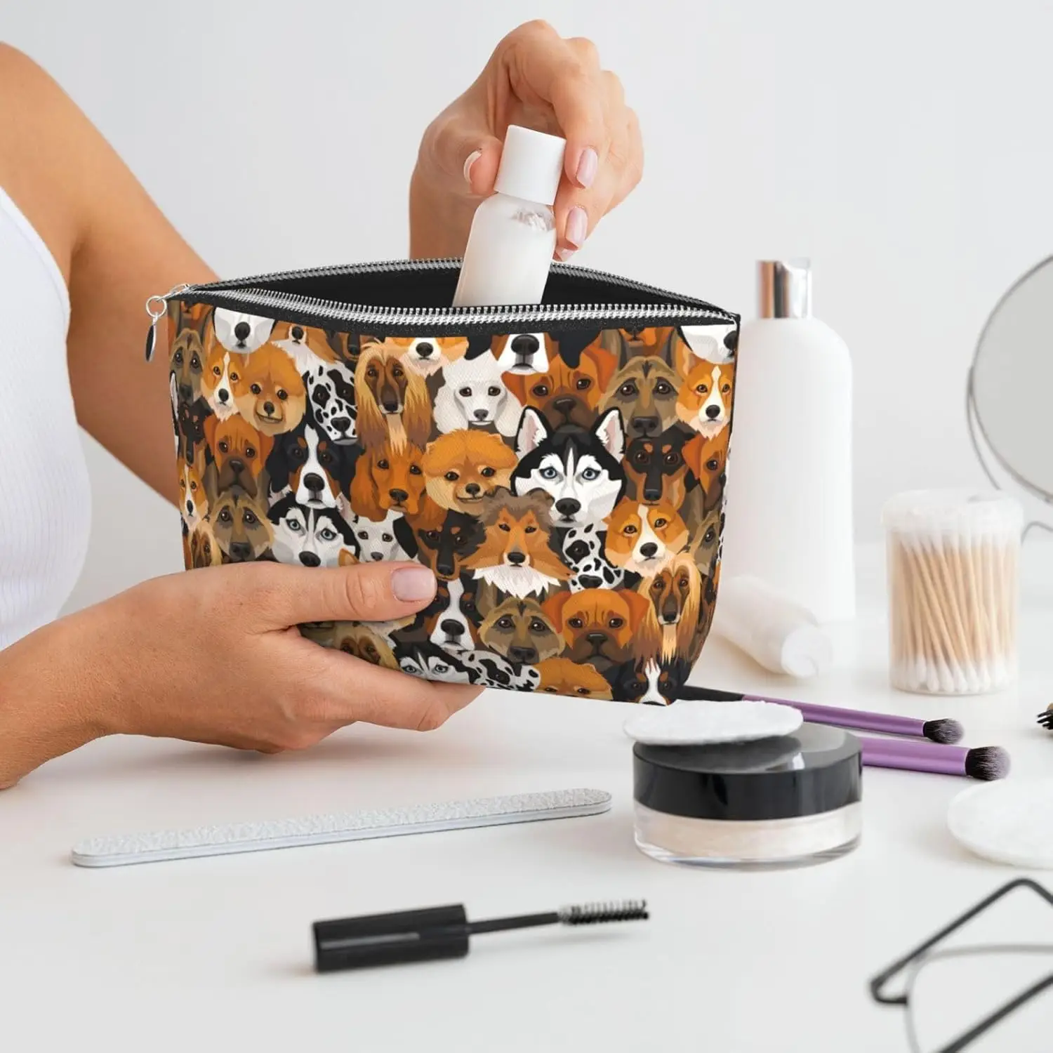 Собаки разные поры косметичка для женщин дорожный размер туалетные