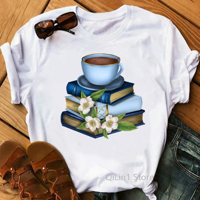 

Women's Short Sleeve T-shirt Fashion Coffee Print Bottom Shirt Round Collar Casual Loose Girl Blouse Graphic T Shirts Aesthetic