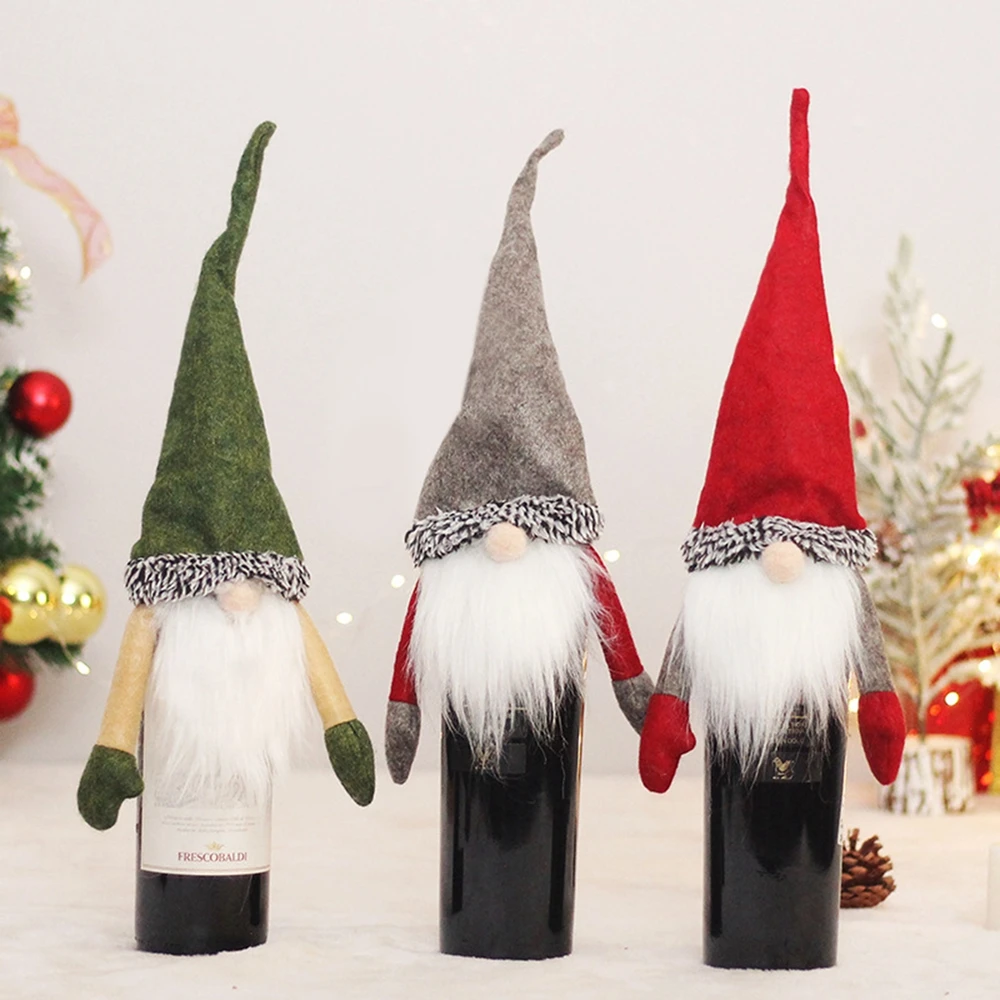 

Рождественская Крышка для бутылки шампанского, кукла для стариков, крышка для бутылки вина, Декор, украшения для дома, гостиной