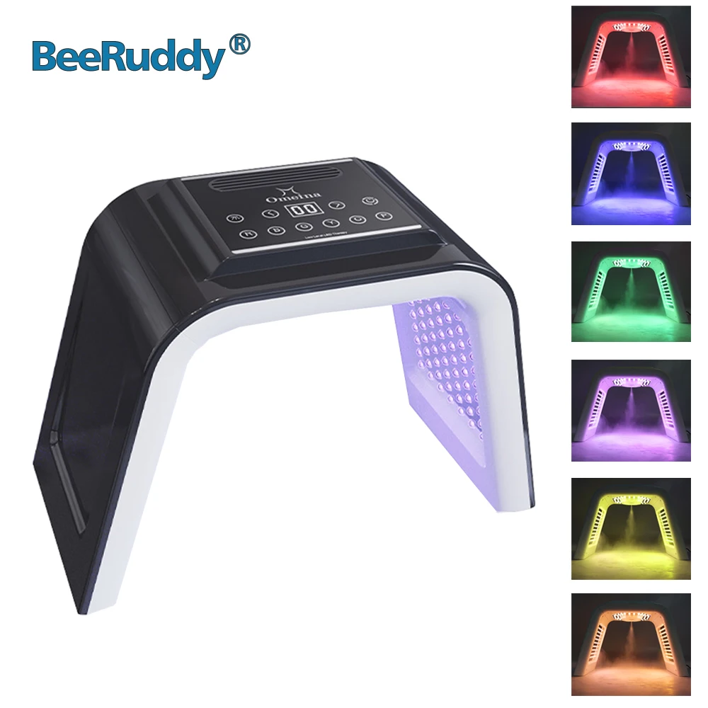 BeeRuddy 7 Colors LED Facial Mask PDT Red Light Therapy Facial Machines Moisture Spray Spectrometer Cold Compres Skin Care Tools