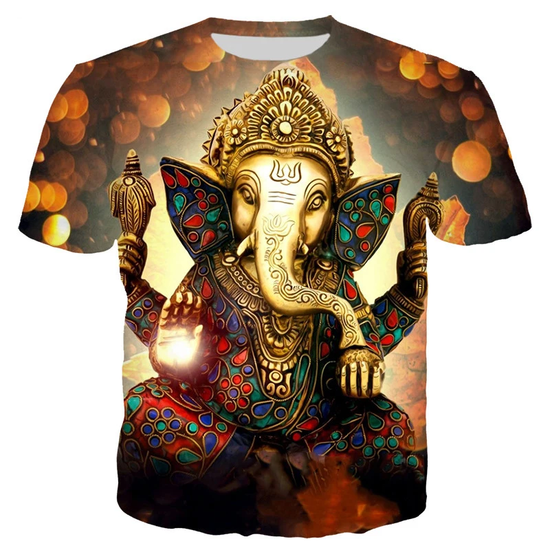 

Ganesha T-shirts 3D Print Hindu God of Wisdom Ganesha Tshirt Men Women Summer Casual Short Sleeve Harajuku Oversized T-shirt