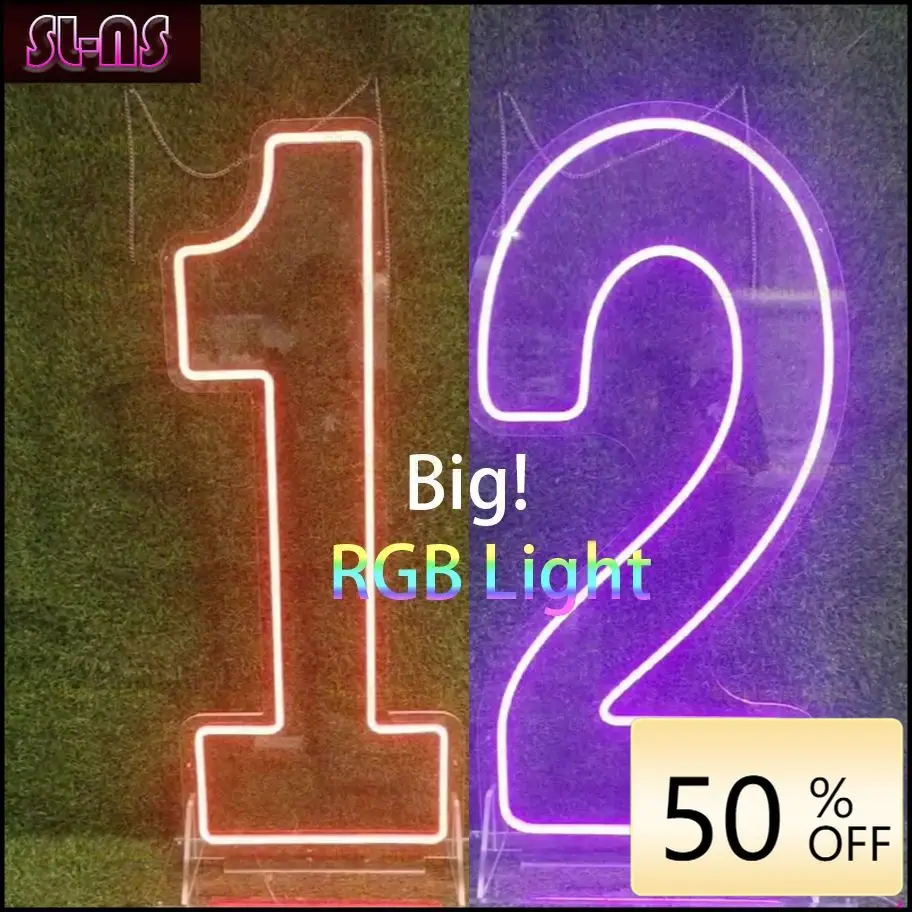 Большие яркие Цифровые неоновые вывески для дня рождения фута/90 см