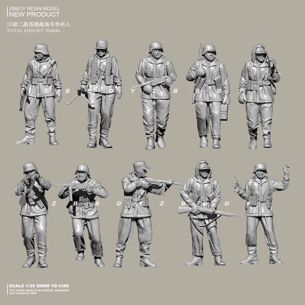 

1/35 WWII European Soldiers Set of 10 Resin Soldiers TD-3356