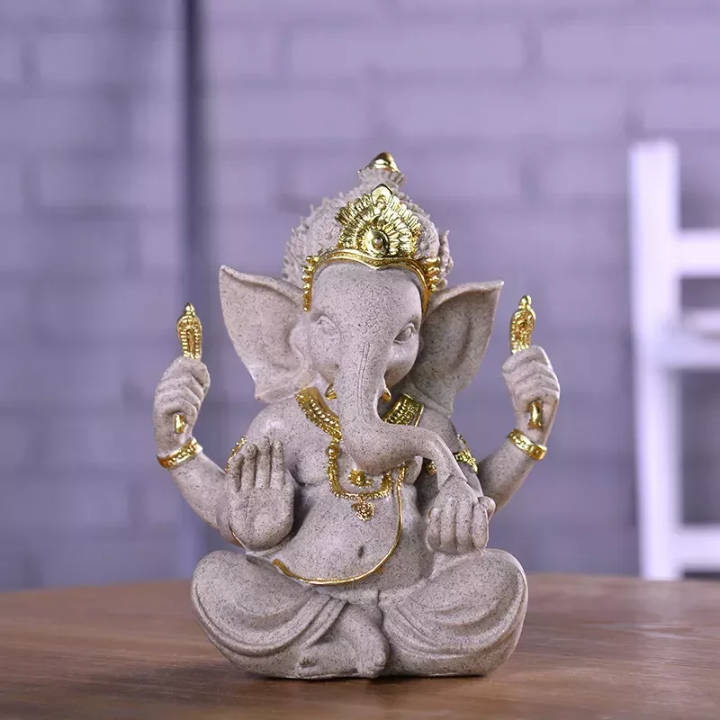 

Ganesha Statue Buddha Elephant Hindu God Sculpture Figurines Home Decoration Accessories Garden Bedroom Interior Office