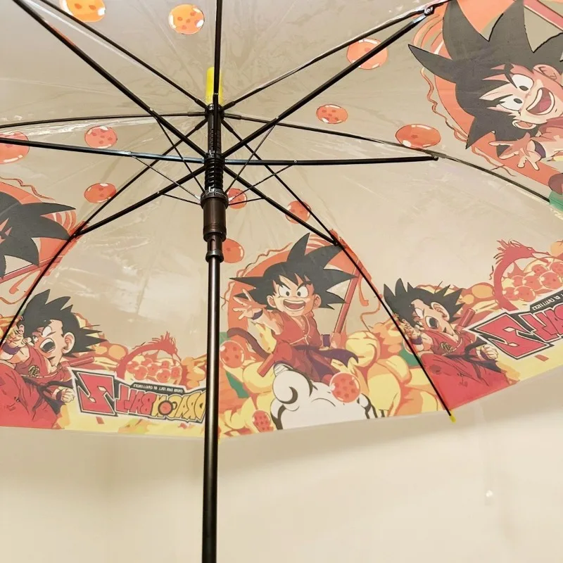 Фото Зонт Dragon Ball с изображением Сон Гоку в милом мультяшном стиле, ручной складной, для солнечной и дождливой погоды, автоматический, прозрачный. №2