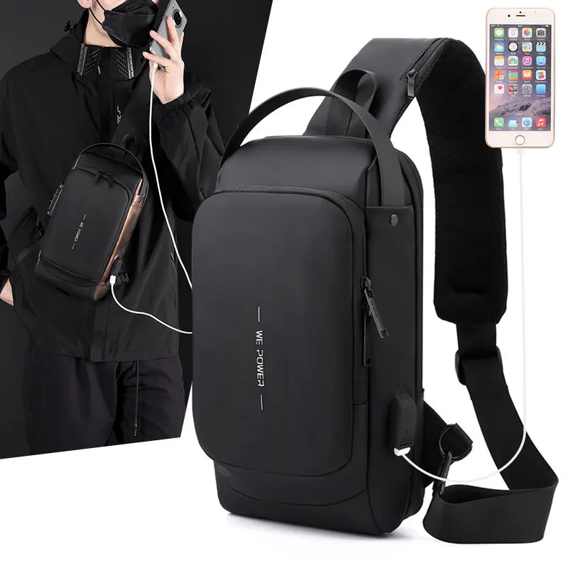 Men's Chest Bag Anti-theft Password Lock Motorcycle Bag Trendy Cool Riding Carpetbag Backpack Crossbody Bag Men's Shoulder Bag