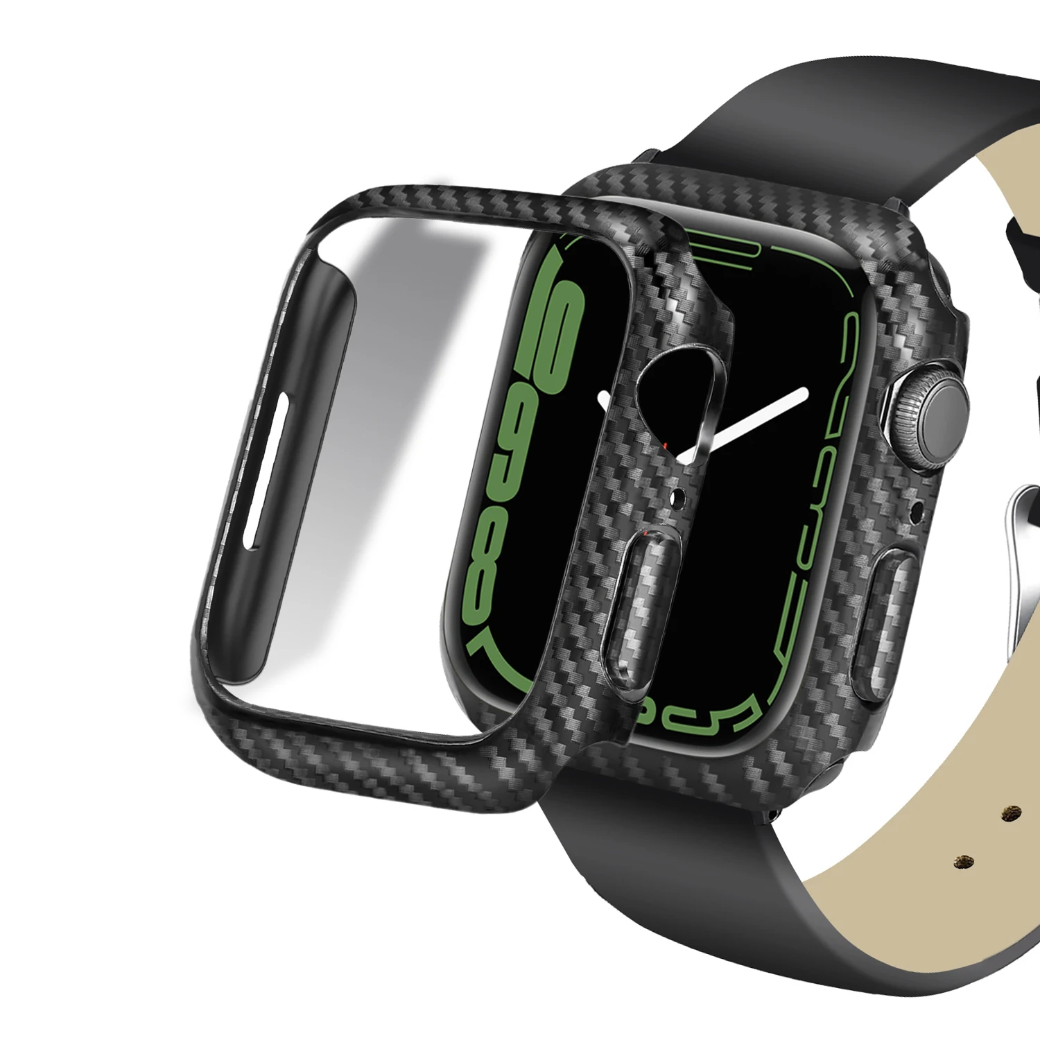 

Чехол из углеродного волокна для Apple Watch серии 76 SE 5 4 3 45 мм 41 мм 44 мм/40 мм 42 мм 38 мм, защитная рамка для телефона