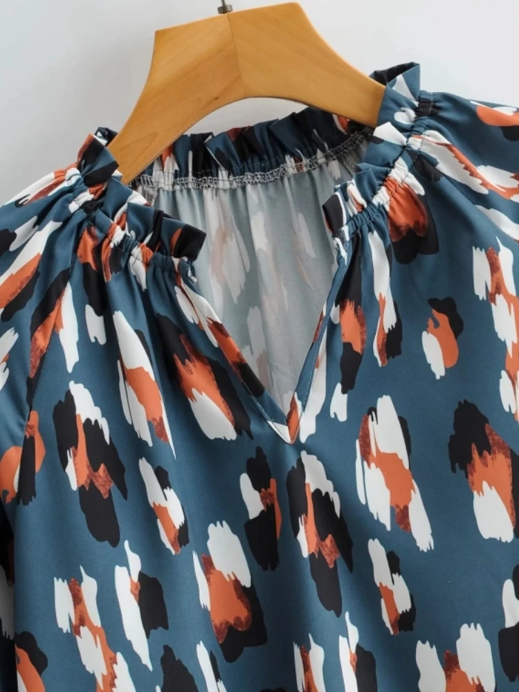 Женская блузка с длинным рукавом Повседневная Свободная рубашка цифровым