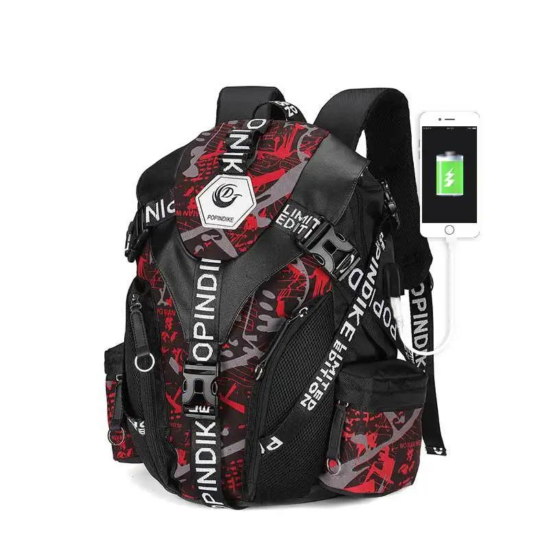 

Men's Backpacks New Waterproof Schoolbag For Middle School Students Can USB Charging Casual Print Travel Bag Laptop Rucksack