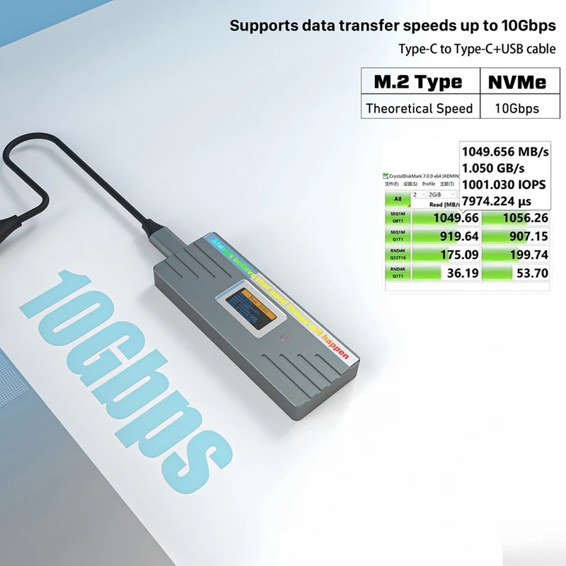 Корпус Smart M.2 Nvme/SATA SSD USB 3.2 Gen 2 10 Гбит/с корпус внешнего адаптера M2 с поддержкой M-Key B +