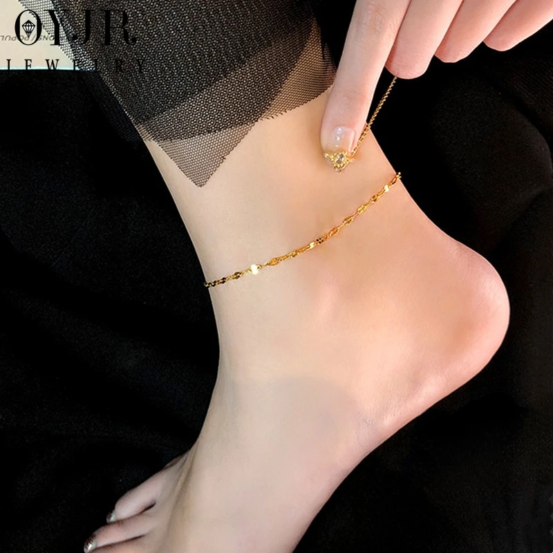 

OYJR Simple Anklets Leg Chain for Women Vintage Ankle Bracelet Pendant Anklet Stainless Steel Boho Jewelry Gift for Girlfriend