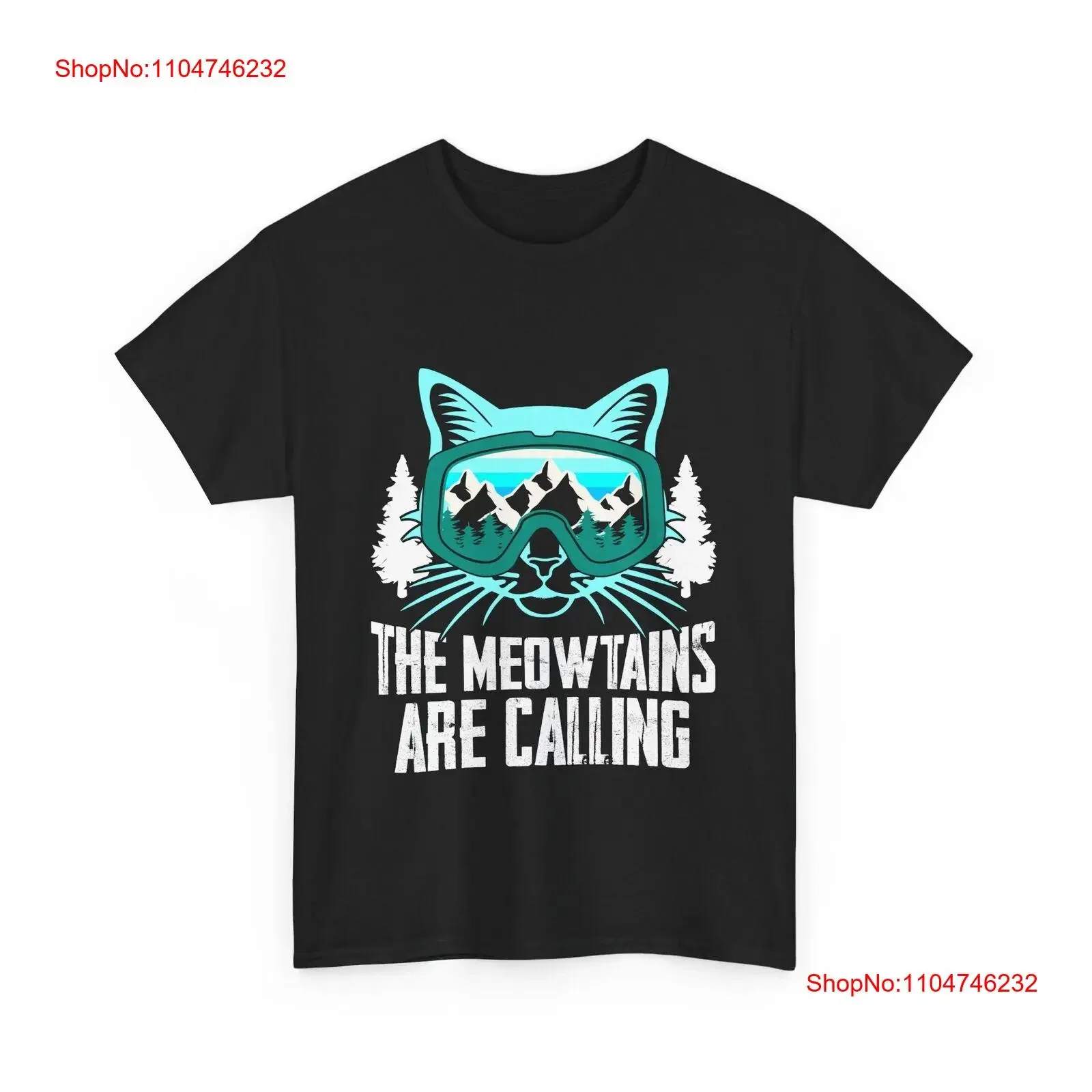 Фото Милая футболка The Meowtains Are Calling Snowboarding Snowboarder Cat Goggle, винтажная стираная универсальная мягкая повседневная стильная футболка №1