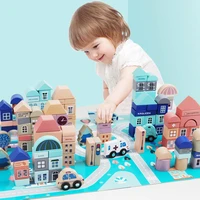 133pcsset kids toys geometric shape assembly building blocks city scenes wooden toys baby early educational toys for children