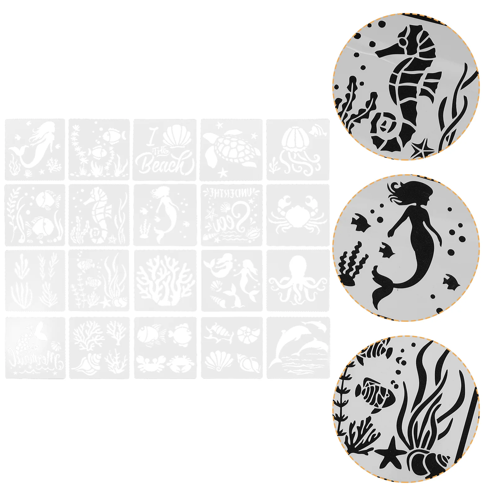 

Ocean Painting Template Animals Stencils Walls Beach Large Pattern Sea Creatures Mermaid Mold