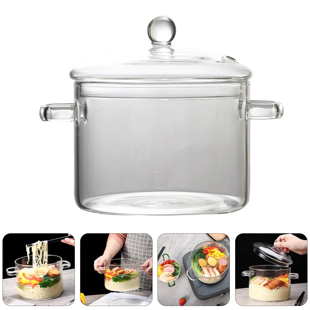 

Glass Cooking Pot Class Serving Bowl Snack Serving Plates Handled Stewpot Chocolate Melting Pot Microwave Cookware