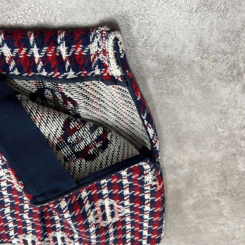

Office Ladies Vintage Woolen Plaid Skirts Casual Mini A-line Skirts Autumn 2023 Elegant High Waist Tweed Skirt for Women