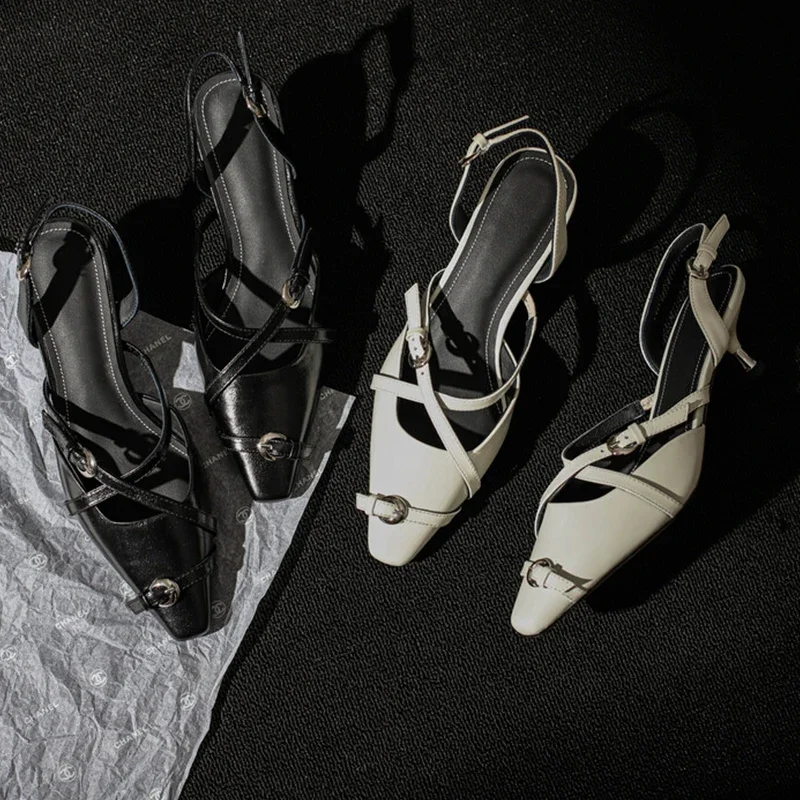 Сандалии Yozcttaa женские на высоком каблуке босоножки из натуральной кожи с