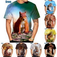 new fashion animal squirrel 3d printing t shirt personality casual cute animal round neck top unisex couple hip hop tshirt