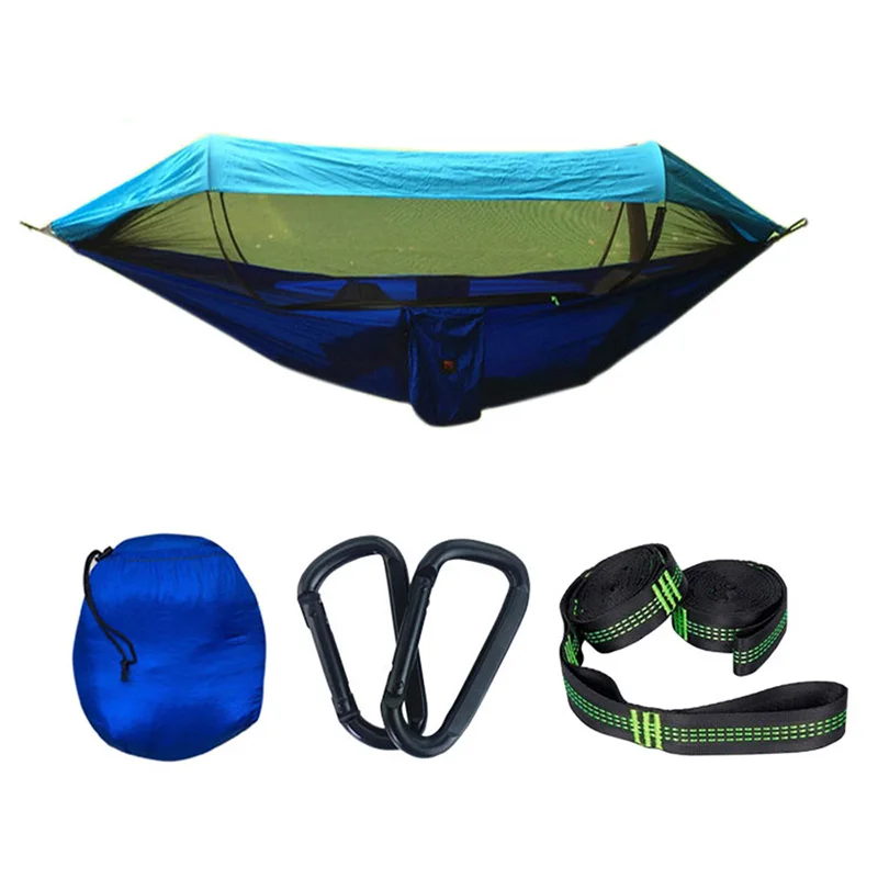 

Two Person Nylon Outdoor Camping Hammock Pop-up Auto-open Anti-mosquito Sunshade Folding Portable 270x140cm 106"x55"