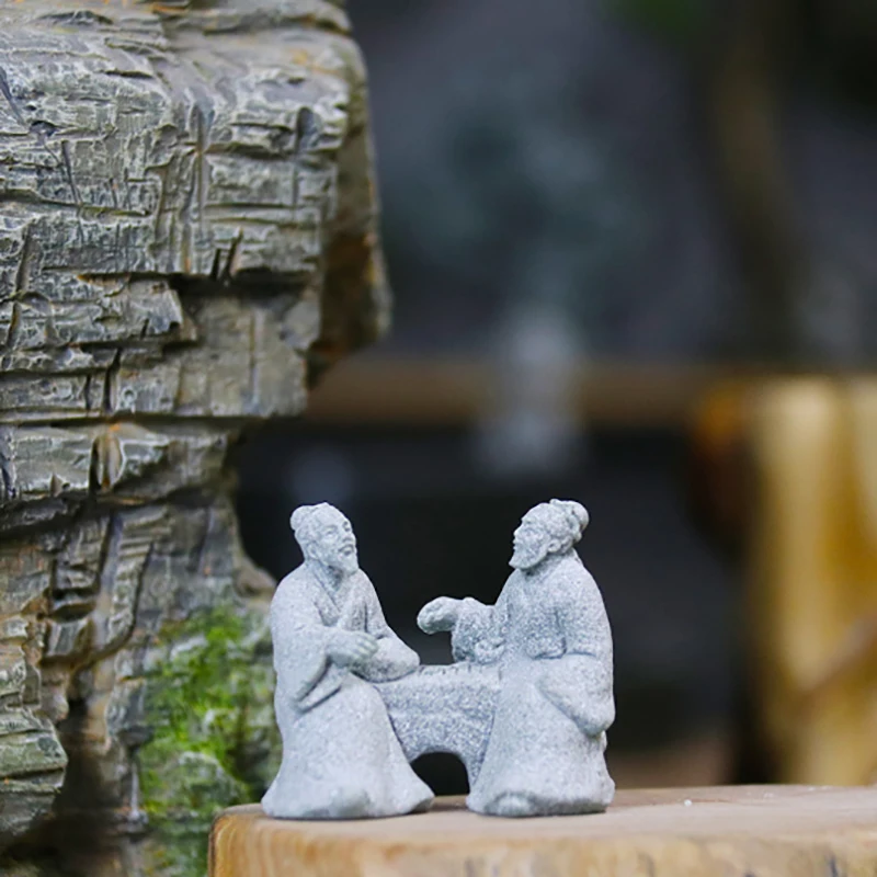 Миниатюрный старый рыбак игра в шахматы песочные камни фигурка украшения для