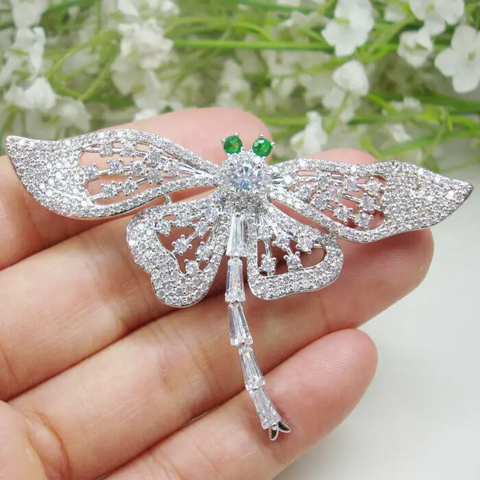 

Charming Clear Austrian Crystal Butterfly Bride Brooch Pin Dragonfly Jewelry