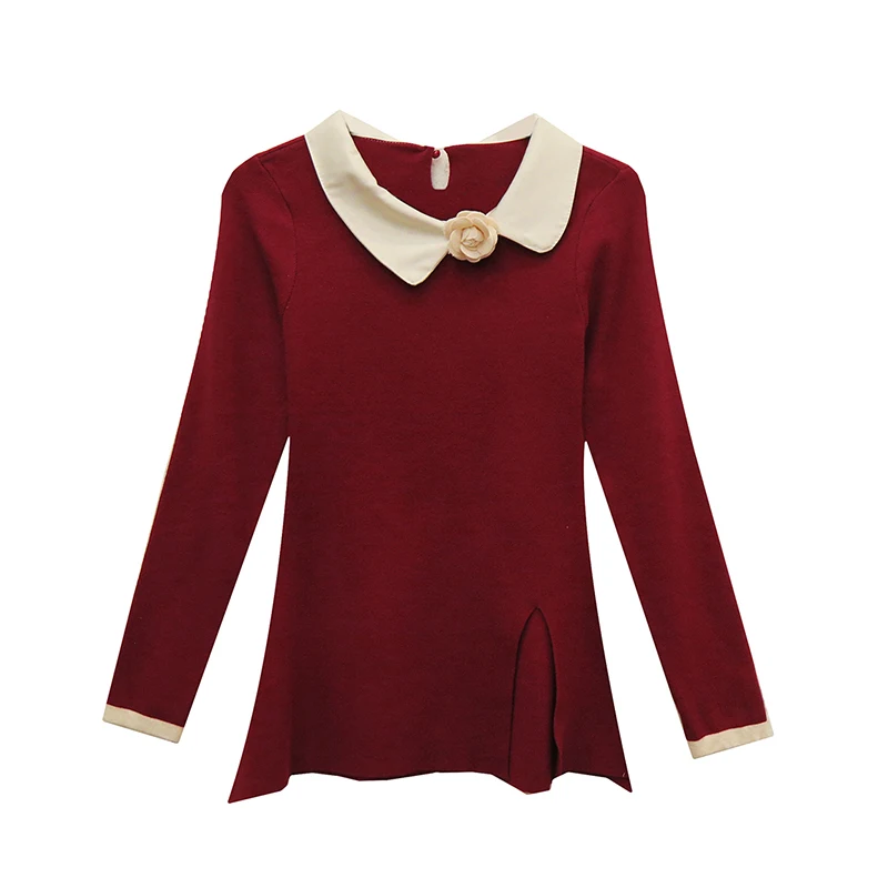 Модный вязаный женский воротник-поло с длинным рукавом и нерегулярными