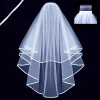 double layers mesh veils bride wedding veil with comb 2022
