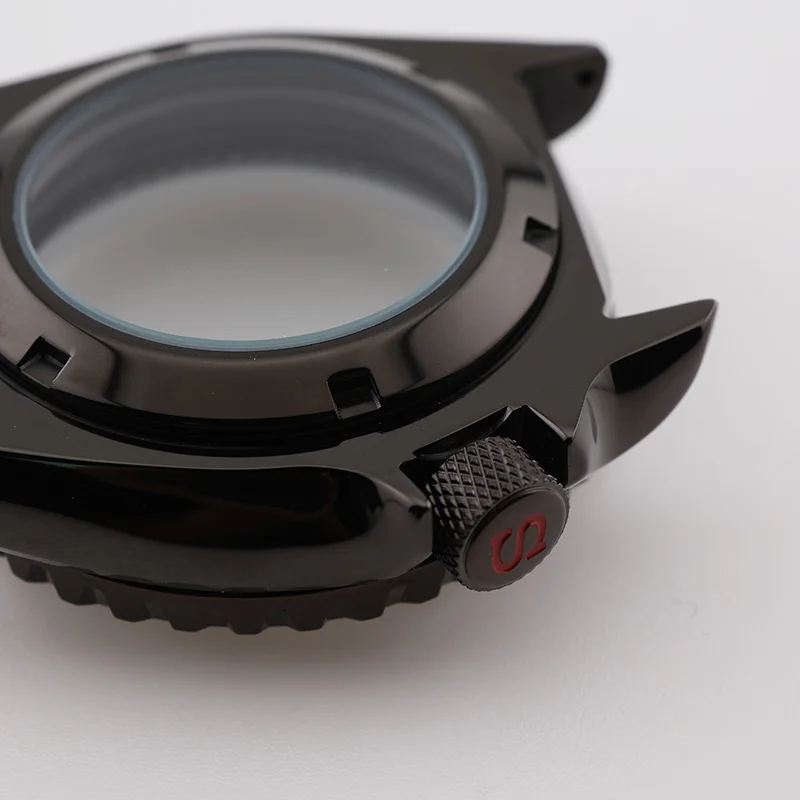 Фото Полированный корпус SKX, 42 мм, черный с минеральным стеклом для Seiko Mod NH35 NH36, мужские механические дайверские часы, запасная часть №4
