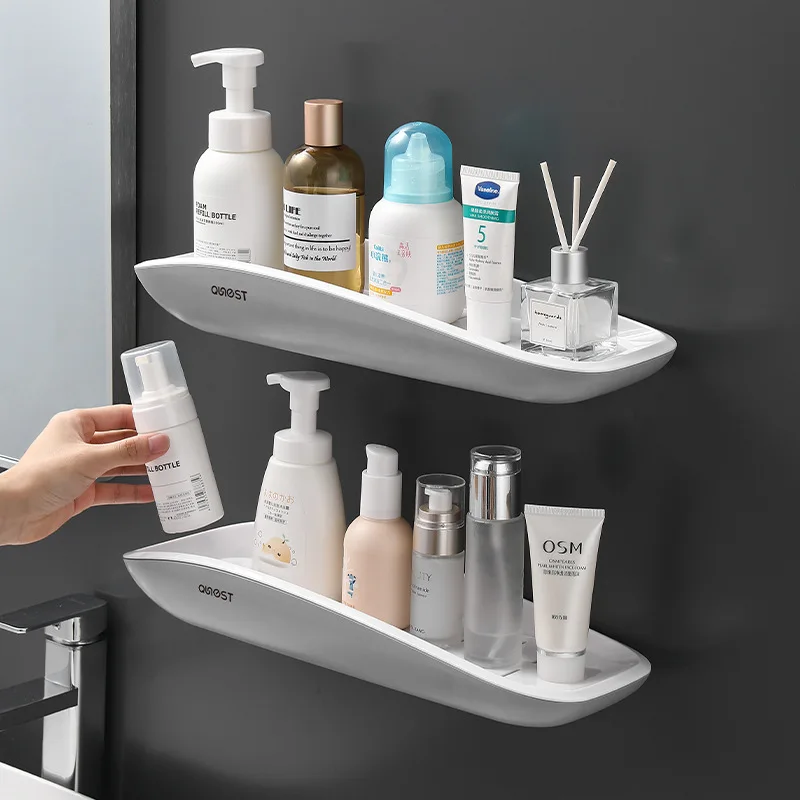 

Bathroom Shelf Storage Rack Holder No-drill Wall-Mounted Shampoo Spices Shower Organizer Bathroom Accessories with Towel Bar