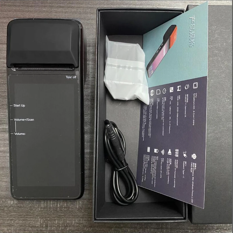 Android 11 POS PDA терминал 4G сеть 1D сканер со встроенным термальным чеком Bluetooth принтер
