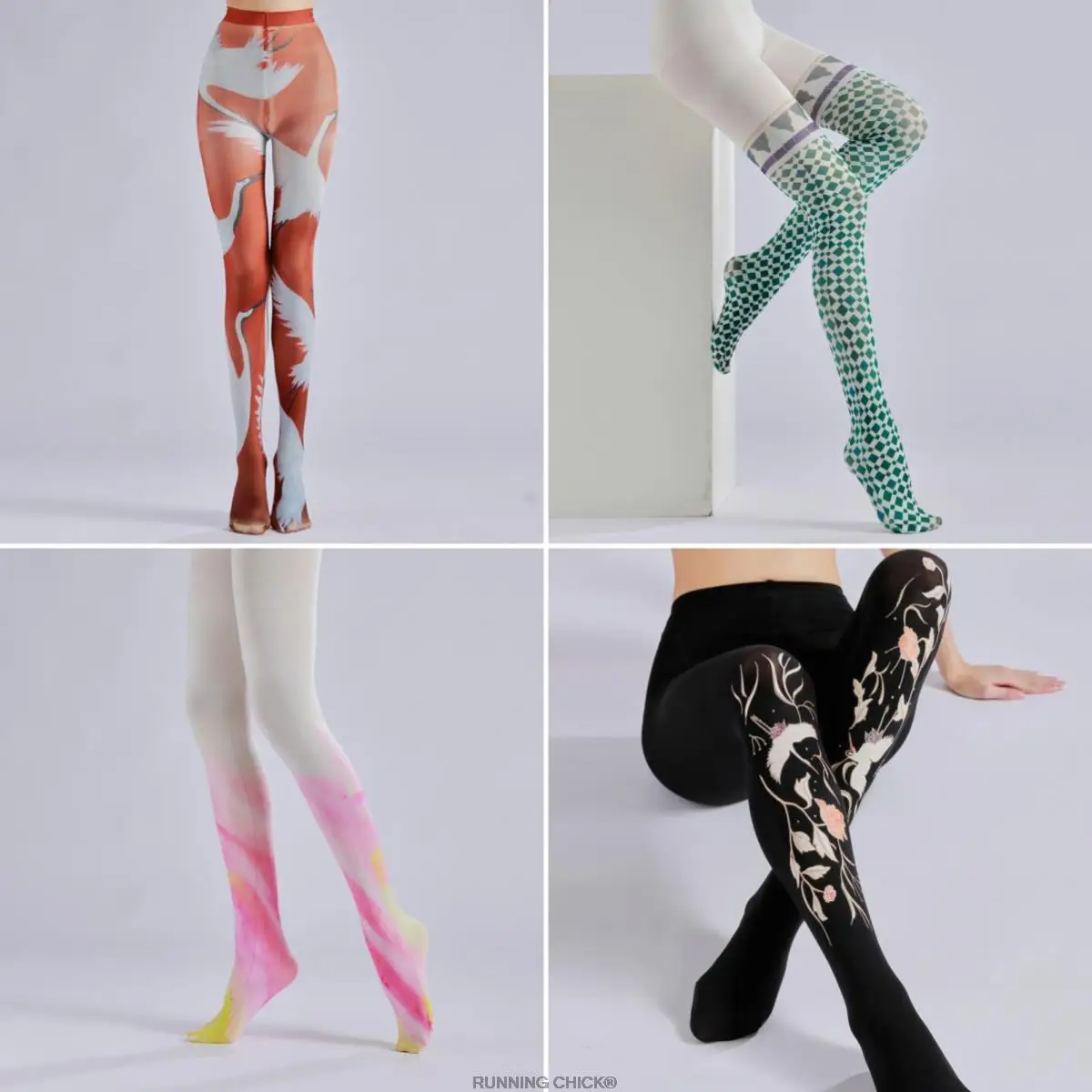 

Колготки в клетку с градиентным принтом, коллекция минималистичных черных носков