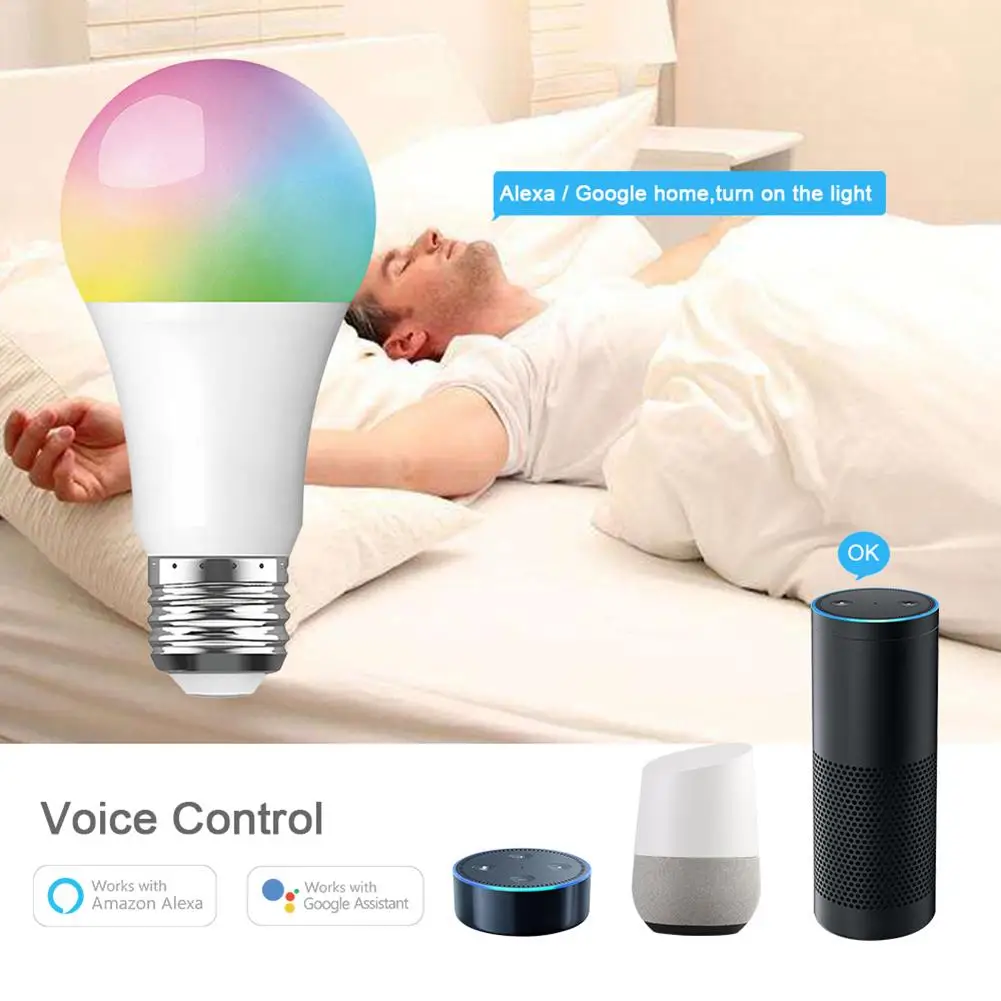 

Durable Tuya Intelligent WiFi APP Control Light Bulb High Luminescence Purity Portable Dimmable RGB LED Lamp Wake-Up Light