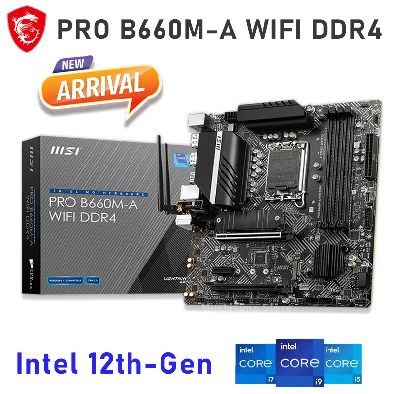 

MSI PRO B660M-A WIFI DDR4 LGA 1700 Motherboard Intel 12th-Gen CPU 128GB M.2 Intel B660 Office Gaming Mainboard 1700 mATX New