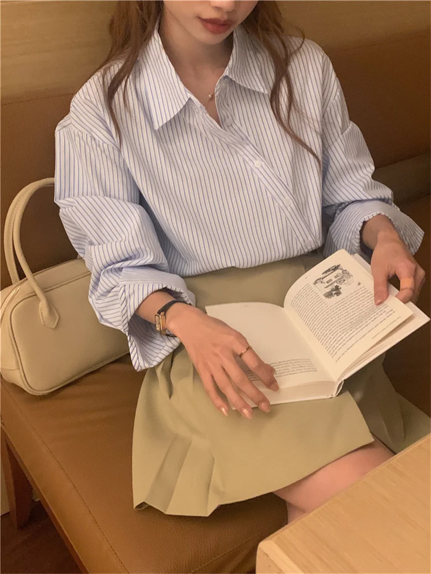 Рубашка Alien Kitty Женская с косым воротником шикарная приталенная рабочая одежда