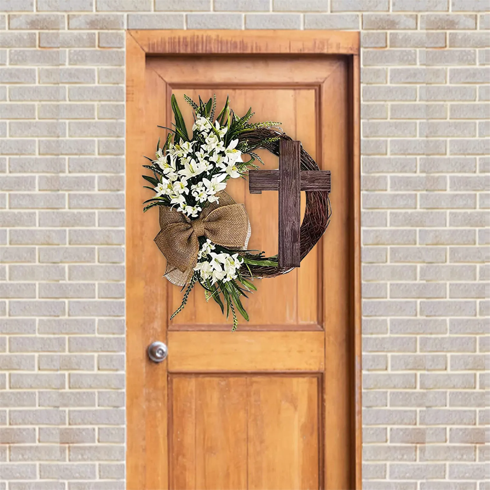 

Easter Wreath Decor Front Door Wall Window Decorations For Spring And Easter Artificial Green Leaf Wreath Festival Party