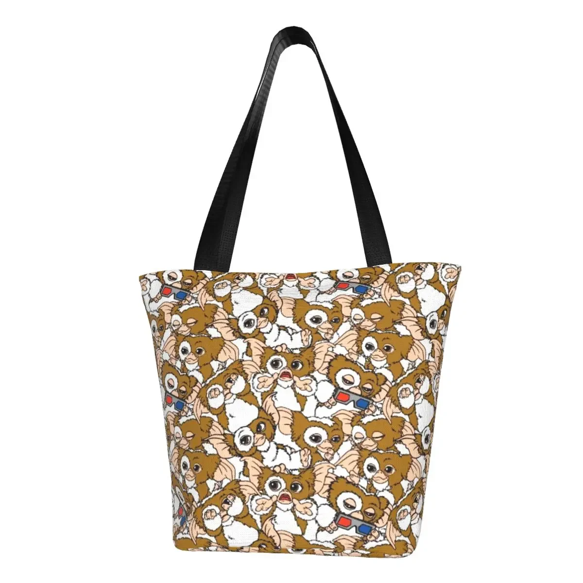 

Cute Gizmo Gremlins Pattern Grocery Shopping Bag Canvas Shopper Shoulder Tote Bags Big Capacity Horror Mogwai Movie Handbag