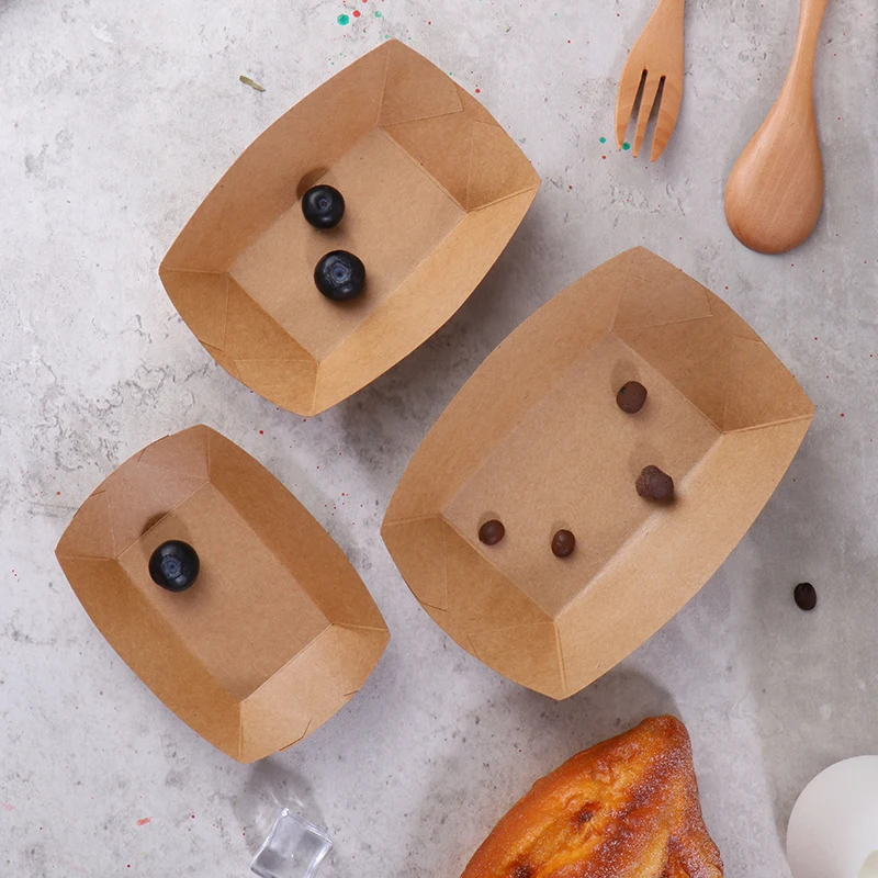 10 шт. одноразовые лодки из крафт-бумаги тарелки лоток для суши коробка