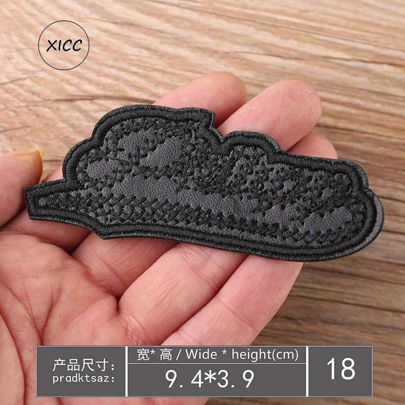 Кожаные нашивки из искусственной кожи с вышивкой бабочка звезда полоска черные