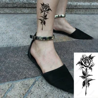 tattoo sticker plant black rose flower leaf waterproof temporary fake tattoo flash tattoo men women body art